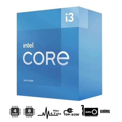 CPU INTEL CORE I3-14100 (UP TO 4.7GHZ, 4 NHÂN 8 LUỒNG, 12MB CACHE, 60W) - SOCKET INTEL LGA 1700/RAPTOR LAKE