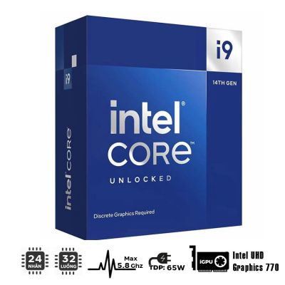 CPU INTEL CORE I9-14900K (UP TO 5.8GHZ, 24 NHÂN 32 LUỒNG, 36MB CACHE, 125W) - SOCKET INTEL LGA 1700/RAPTOR LAKE